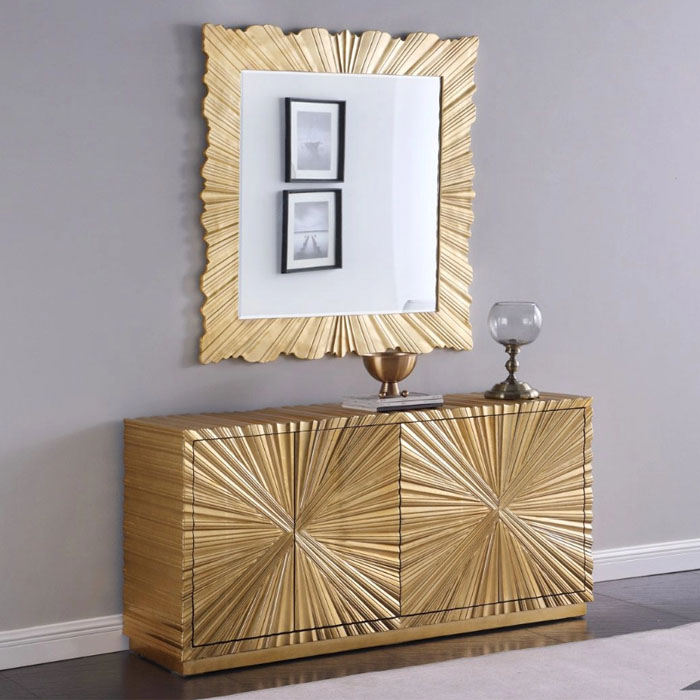 JS-SB01 Gold Finish Mirrored Sideboard Cabinet for Wholesale