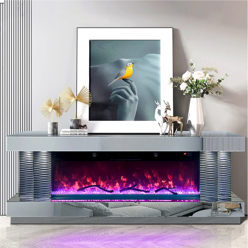 JS-TV05 Large Mirrored Electric Fireplace TV Stand for Wholesale