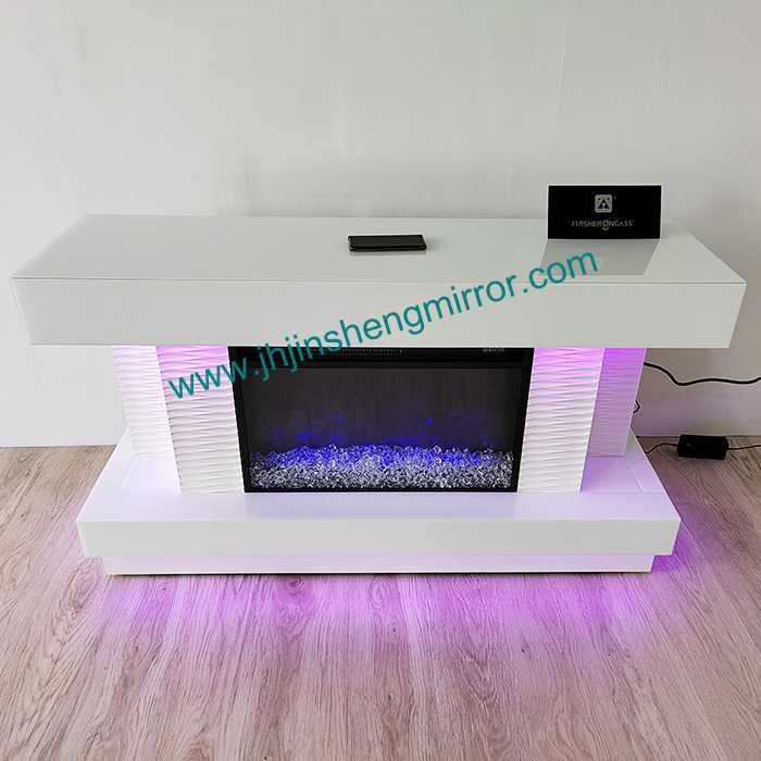JSF995-B Premium Fireplace Table with Wireless Charging and Bluetooth Speaker