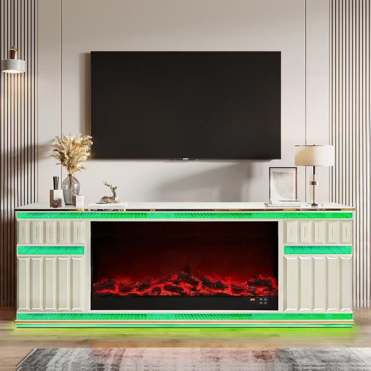 LG6021 180cm Electric Fireplace TV Stand with RGB Lighting and Bluetooth Speaker