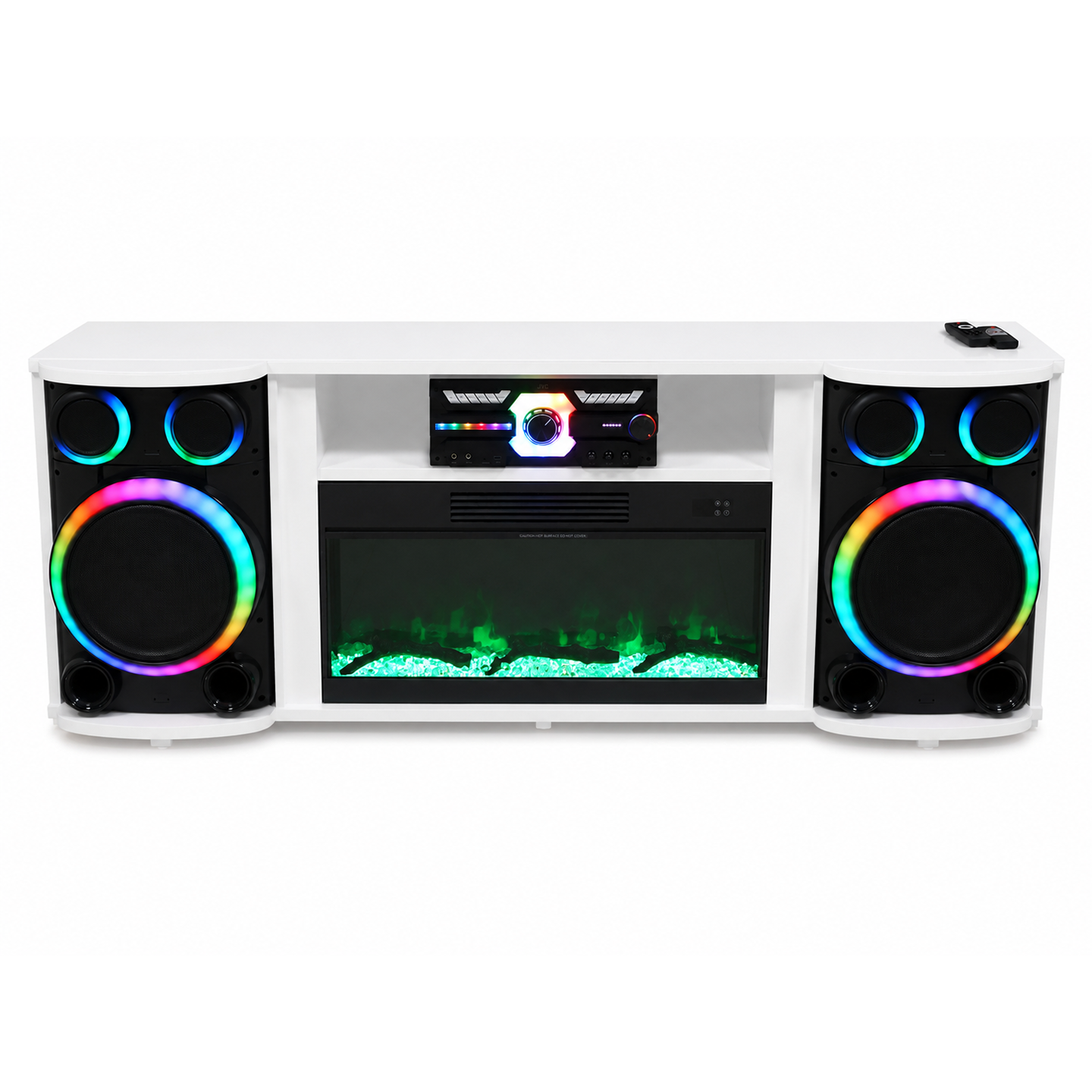 JSF1404-W White Fireplace TV Stand with Professional Speaker System